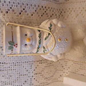 LENOX HAPPY HOLLY DAYS SNOWMAN VOTIVE 6 1/2" TALL NEW IN BOX